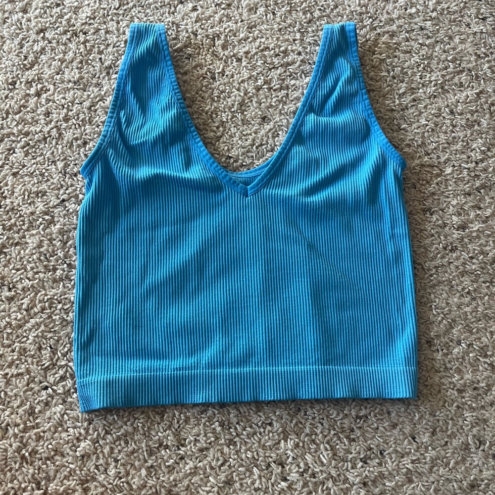Colsie Vibrant Blue Ribbed Top